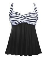 Tankini Top Aqua Eve Plus Size Tummy Control preto/branco 26+