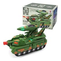 Tanque 2 em 1 Transforma Em Avião Com Som E Luzes Gira 360