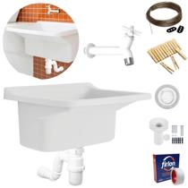 Tanque 22L + Sifão Copo + Torneira + Varal + Prendedor