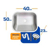 Tanque As Inox 304 Fosco 50x40 Grande Sobrepor E Embutir 32l