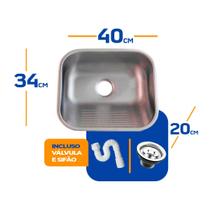 Tanque As Inox304 Fosco 40x34 Pequeno Sobrepor E Embutir 18l