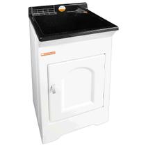 Tanque com Gabinete Lavar Roupas Preto 20L 46x43x93cm Armário Lavanderia Área de Serviço