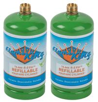 Tanque de cilindro de propano Flame King recarregável, 500 mL, pacote com 2 Tanque de cilindro de propano Flame King recarregável, 500 mL, pacote com 2