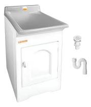 Tanque De Fibra 27 Litros Frontal + Kit Instalação - CINZA