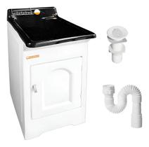 Tanque De Fibra 27 Litros Frontal + Kit Instalação - PRETO