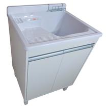 Tanque de Fibra Para Lavanderia Com gabinete MDF 45 Litros Esfregadeira Lateral Entregue Montado