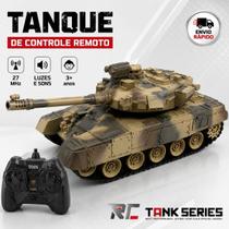 Tanque de Guerra Controle Remoto RC 27MHz com Luzes e Sons Brinquedo Militar Infantil 3+ Anos Tanque de Guerra Controle Remoto RC 27MHz com Luzes e Sons Brinquedo Militar Infantil 3+ Anos