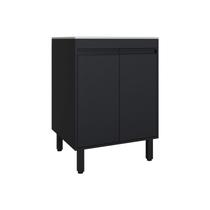 Tanque de Inox Com Gabinete Grande 60cm em MDF Preto Black Capacidade 46L Entregue Montado Tanque de Inox Com Gabinete Grande 60cm em MDF Preto Black Capacidade 46L Entregue Montado