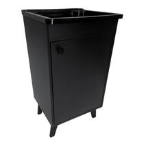 Tanque De Lavanderia 26l Com Gabinete Preto 46cm Pés Retro
