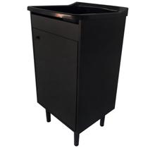 Tanque de Lavanderia Plástico 22L Com Gabinete MDF Preto 46cm - EJV Shoop