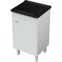 Tanque de Lavanderia Plástico 26 Litros Com Gabinete MDF Branco 46cm Entregue Montado