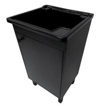 Tanque de Lavanderia Plástico 26L com Gabinete MDF Preto Premium Black 46cm Entregue Montado