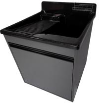 Tanque de lavar Fibra 38L Esfregadeira Lateral Com Gabinete MDF Chumbo de Parede 54cm