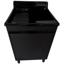 Tanque de lavar Fibra 38L Esfregadeira Lateral Com Gabinete MDF Preto 54cm