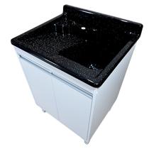 Tanque De lavar Fibra 45L Esfregadeira Lateral Com Gabinete em MDF