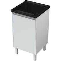 Tanque de Lavar Roupa 26 Litros com Gabinete Branco em MDF com Prateleira, válvula e sifão Entregue Montado Tanque de Lavar Roupa 26 Litros com Gabinete Branco em MDF com Prateleira, válvula e sifão Entregue Montado