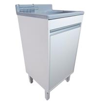 Tanque de lavar roupa de fibra 25L Com Gabinete em MDF e Base para Torneira de Mesa