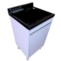 Tanque de lavar roupa de fibra 25L Com Gabinete em MDF e Base para Torneira de Mesa