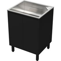 Tanque de Lavar Roupa Inox 46 Litros com Gabinete MDF Preto Black 60cm Entregue Montado Tanque de Lavar Roupa Inox 46 Litros com Gabinete MDF Preto Black 60cm Entregue Montado