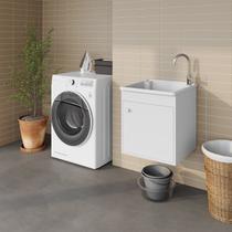 Tanque de Lavar Roupa Pequeno 26 Litros com Gabinete MDF de Fixar Suspenso na Parede Entregue Montado