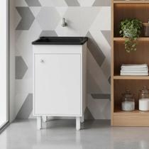 Tanque de Lavar Roupa Plástico 26 Litros Com Gabinete MDF Branco 46cm Entregue Montado