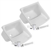 Tanque De Lavar Roupas Plástico 47 X 43cm Astra + Sifão - Cores Kit C/ 2