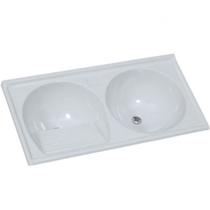 Tanque de Mármore Sintético Duplo N1 com 100x52cm Branco Pedra Clara - 507407 - A.J.RORATO