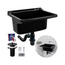 Tanque De Plástico 22l Preto + Sifão Copo + Veda Rosca