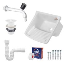 Tanque De Plastico 23l Lavar Roupa + Sifão + Torneira