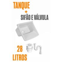 Tanque de Plástico 28L para Lavanderia Branco + Sifão e Válvula - Qualidade Premium
