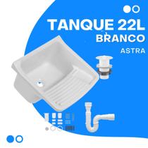 Tanque de Plastico p/ Lavar Roupa 23L + Sifão - Astra + Kt Instalação Completo