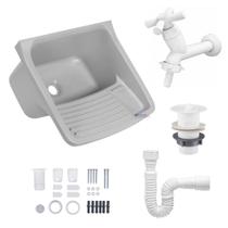 Tanque de Plastico p/ Lavar Roupa + Sifão + Torneira Viqua