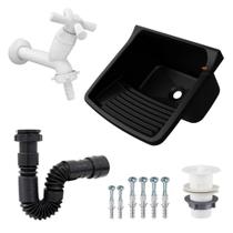 Tanque de Plastico p/ Lavar Roupa + Sifão + Torneira Viqua