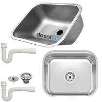 Tanque Docol Inox 50 Lavanderia 32L Fosco E Cuba Inox Tramontina Standard 40x34x14 Fosca