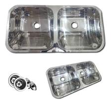 Tanque Duplo Inox 84x40x22 Aço 304 Polido Alto Brilho
