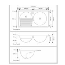 Tanque Duplo Standard Sintetico 124 X 62cm Preto - Rorato