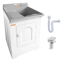 Tanque Fibra 38l Lateral + Kit Instalação - CINZA