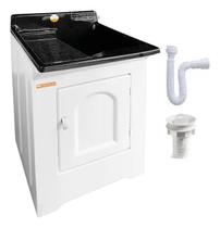 Tanque Fibra 38l Lateral + Kit Instalação - PRETO