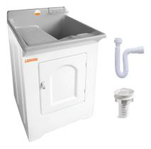 Tanque Fibra Reforçado 32lt Lateral Cinza + Kit Instalaçao