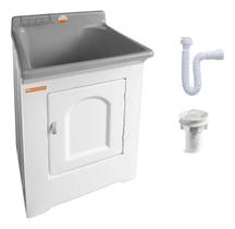 Tanque Fibra Stilofibras 40 Litros Frontal + Kit Instalação - Cinza