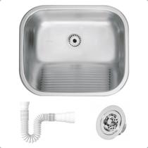 Tanque Hera Tramontina Inox 304 Acetinado 50x40cm 34l, Sifão e Válvula Tanque Hera Tramontina Inox 304 Acetinado 50x40cm 34l, Sifão e Válvula