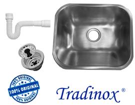 Tanque Inox 40x34 (AÇO 304) - ACETINADO - TRADINOX + sifão + válvula