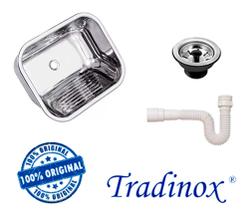 Tanque Inox 40x34 (AÇO 304) - (ORIGINAL) TRADINOX + válvula e sifão