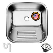 Tanque Inox 40X40 Pequeno 304 - Válvula e Sifão Tanque Inox 40X40 Pequeno 304 - Válvula e Sifão