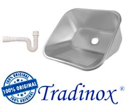 Tanque Inox 40x40x22 (AÇO 304) - Tradinox (ORIGINAL ACETINADO) + sifão