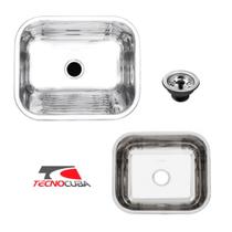 Tanque Inox 40x40x22cm + Cuba Inox Quadrada 40x34x14cm com Válvulas Gratuitas Tecnocuba