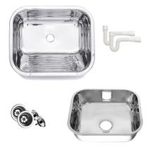 Tanque Inox 50x40x22 Aço Inox 304 e Cuba Inox Nº3 40x34x17 Aço Inox 430 Alto Brilho
