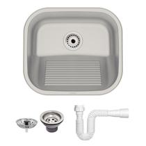 Tanque Inox De Encaixe Embutir Lavanderia 40x35cm 19 L Com Válvula E Sifão Tramontina
