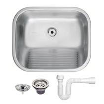 Tanque Inox De Encaixe Embutir Lavanderia 50x40cm 34 L Com Válvula E Sifão Tramontina