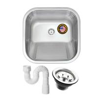 Tanque Inox Monobloco Fosco 40x34 Cm Com Sifão American inox 304